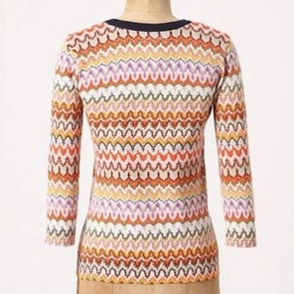 Anthropologie TABITHA Highlighted Frequencies Geometric Cardigan Sweater Medium - Picture 7 of 12